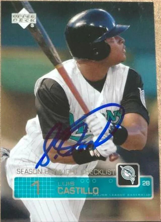 Luis Castillo Signed 2003 Upper Deck Baseball Card - Florida Marlins Checklist