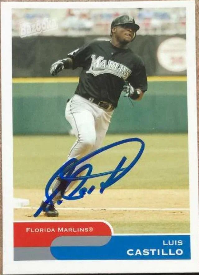 Luis Castillo Signed 2004 Bazooka Baseball Card - Florida Marlins
