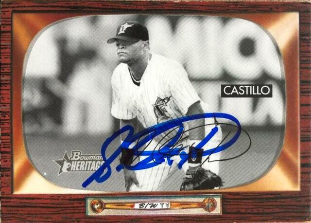 Luis Castillo Signed 2004 Bowman Heritage Black & White Baseball Card - Florida Marlins - PastPros