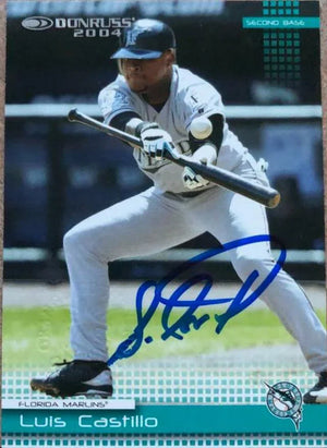 Luis Castillo Signed 2004 Donruss Baseball Card - Florida Marlins - PastPros