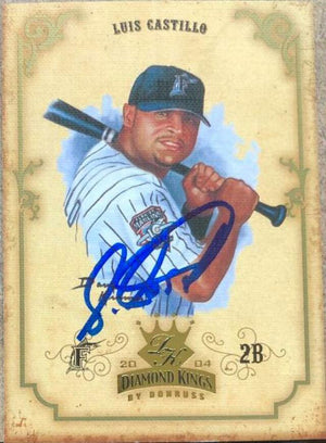 Luis Castillo Signed 2004 Donruss Diamond Kings Baseball Card - Florida Marlins - PastPros