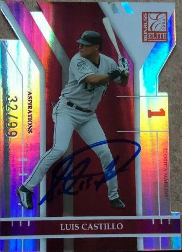 Luis Castillo Signed 2004 Donruss Elite Aspirations Baseball Card - Florida Marlins