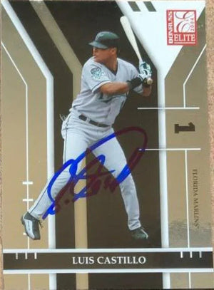 Luis Castillo Signed 2004 Donruss Elite Baseball Card - Florida Marlins
