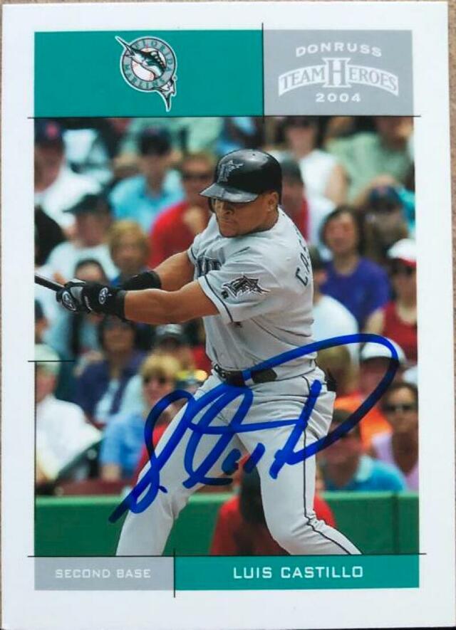 Luis Castillo Signed 2004 Donruss Team Heroes Baseball Card - Florida Marlins - PastPros