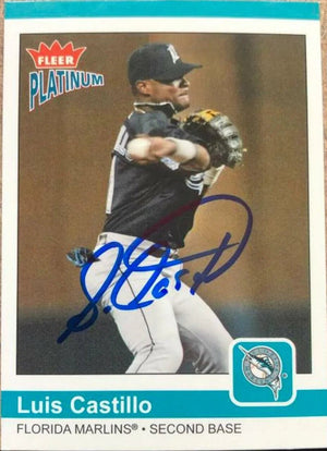 Luis Castillo Signed 2004 Fleer Platinum Baseball Card - Florida Marlins