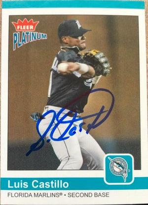 Luis Castillo Signed 2004 Fleer Platinum Baseball Card - Florida Marlins - PastPros