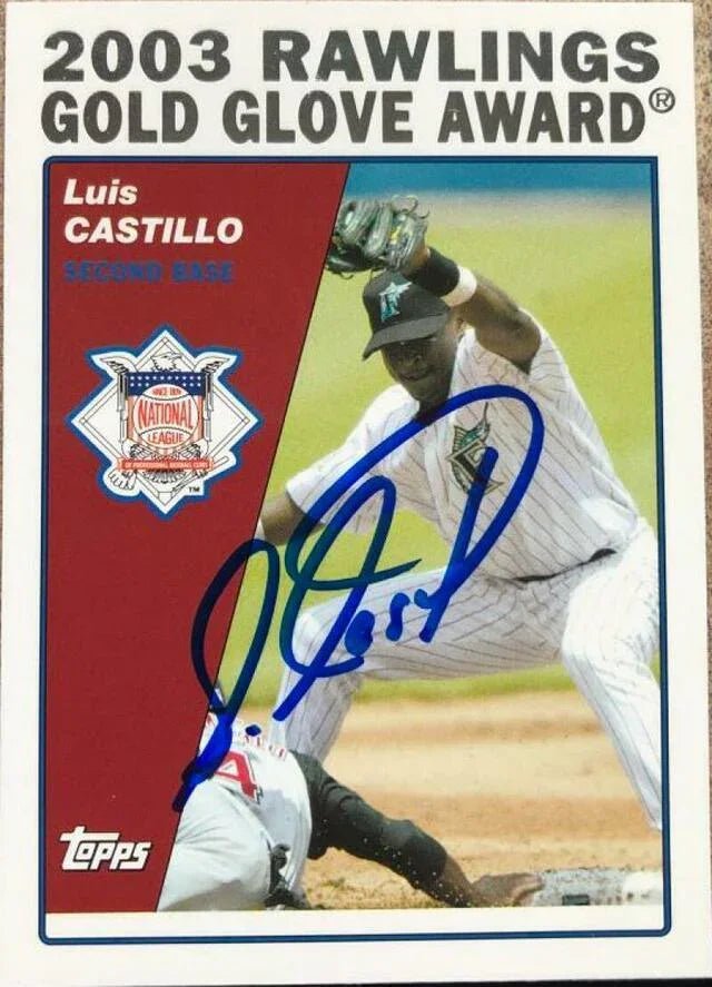 Luis Castillo Signed 2004 Topps Baseball Card - Florida Marlins Gold Glove
