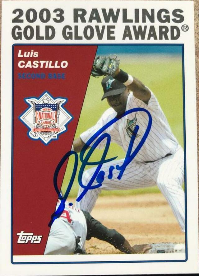 Luis Castillo Signed 2004 Topps Baseball Card - Florida Marlins Gold Glove - PastPros
