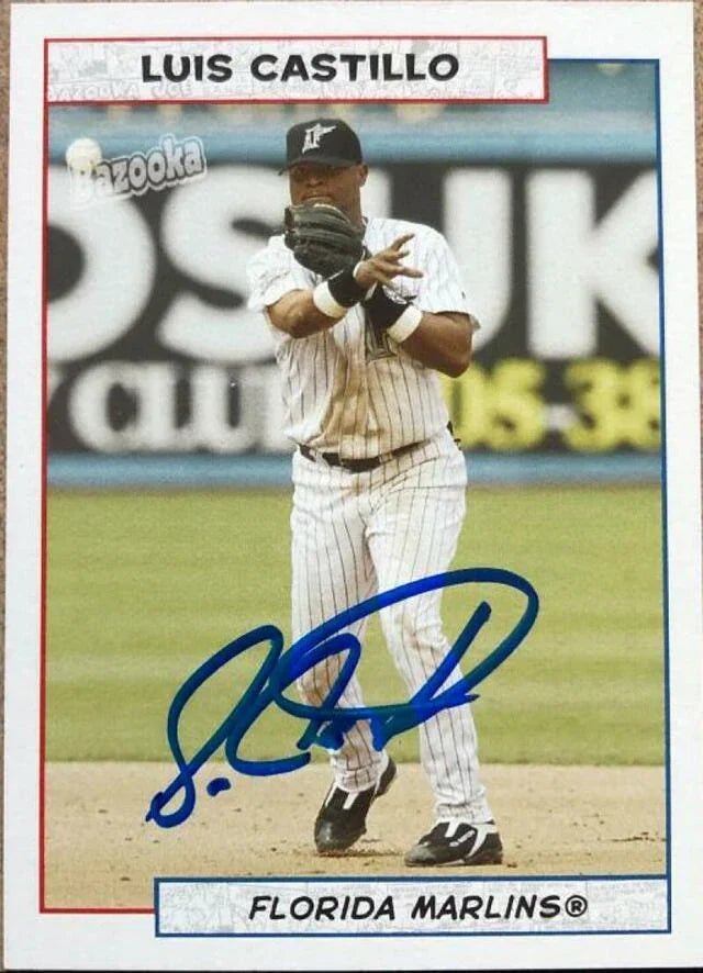 Luis Castillo Signed 2005 Bazooka Baseball Card - Florida Marlins