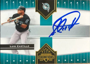 Luis Castillo Signed 2005 Donruss Champions Baseball Card - Florida Marlins