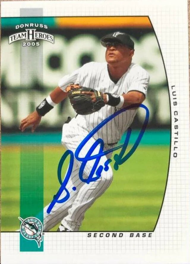Luis Castillo Signed 2005 Donruss Team Heroes Baseball Card - Florida Marlins