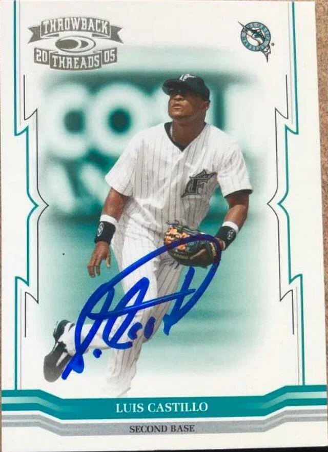 Luis Castillo Signed 2005 Donruss Throwback Threads Baseball Card - Florida Marlins
