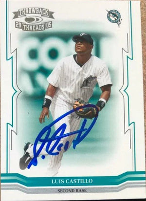Luis Castillo Signed 2005 Donruss Throwback Threads Baseball Card - Florida Marlins