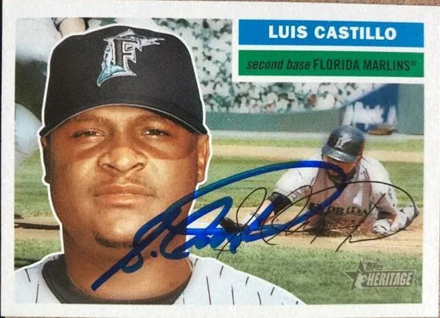 Luis Castillo Signed 2005 Topps Heritage Baseball Card - Florida Marlins