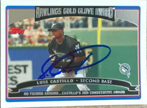 Luis Castillo Signed 2006 Topps Baseball Card - Florida Marlins Gold Glove