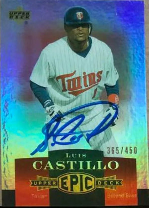 Luis Castillo Signed 2006 Upper Deck Epic Baseball Card - Minnesota Twins