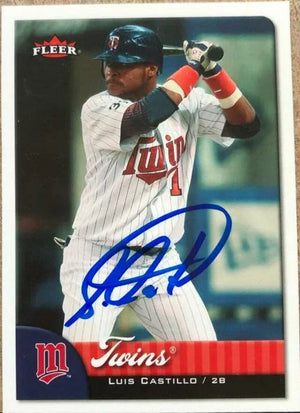 Luis Castillo Signed 2007 Fleer Baseball Card - Minnesota Twins
