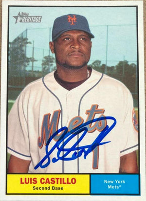 Luis Castillo Signed 2010 Topps Heritage Baseball Card - New York Mets - PastPros