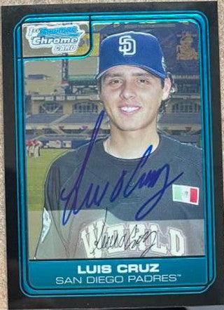 Luis Cruz Signed 2006 Bowman Chrome Draft Picks & Prospects Baseball Card - San Diego Padres - PastPros