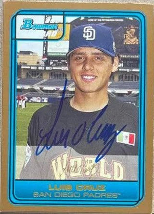 Luis Cruz Signed 2006 Bowman Draft Picks & Prospects Baseball Card - San Diego Padres (Gold)
