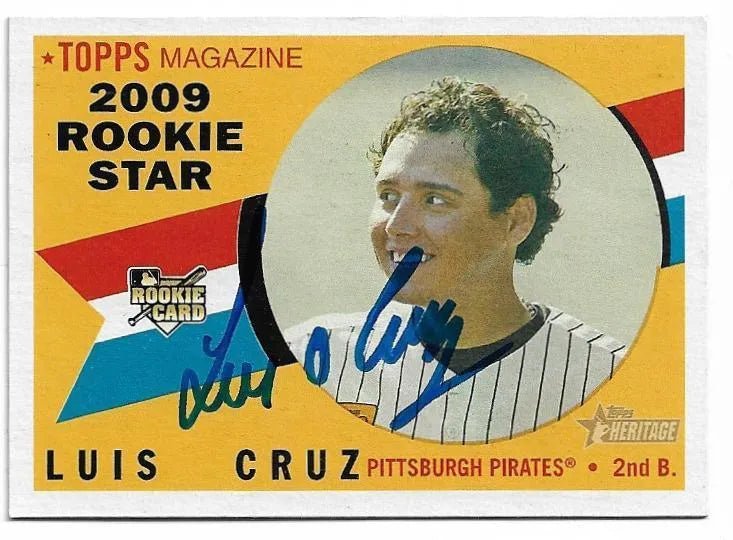 Luis Cruz Signed 2009 Topps Heritage Baseball Card - Pittsburgh Pirates