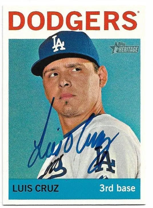 Luis Cruz Signed 2013 Topps Heritage Baseball Card - Los Angeles Dodgers