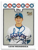 Luis Mendoza Signed 2008 Topps Baseball Card - Texas Rangers