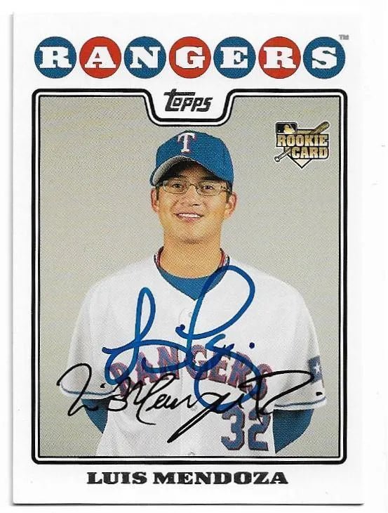 Luis Mendoza Signed 2008 Topps Baseball Card - Texas Rangers