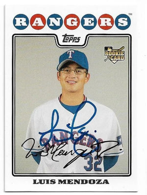 Luis Mendoza Signed 2008 Topps Baseball Card - Texas Rangers
