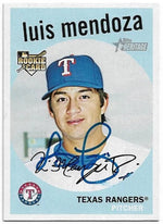 Luis Mendoza Signed 2008 Topps Heritage Baseball Card - Texas Rangers