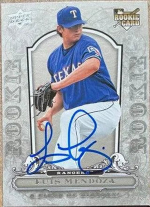 Luis Mendoza Signed 2008 Upper Deck A Piece of History Baseball Card - Texas Rangers
