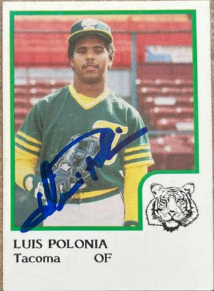 Luis Polonia Signed 1986 Pro Cards Baseball Card - Tacoma Tigers