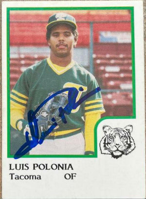 Luis Polonia Signed 1986 Pro Cards Baseball Card - Tacoma Tigers - PastPros