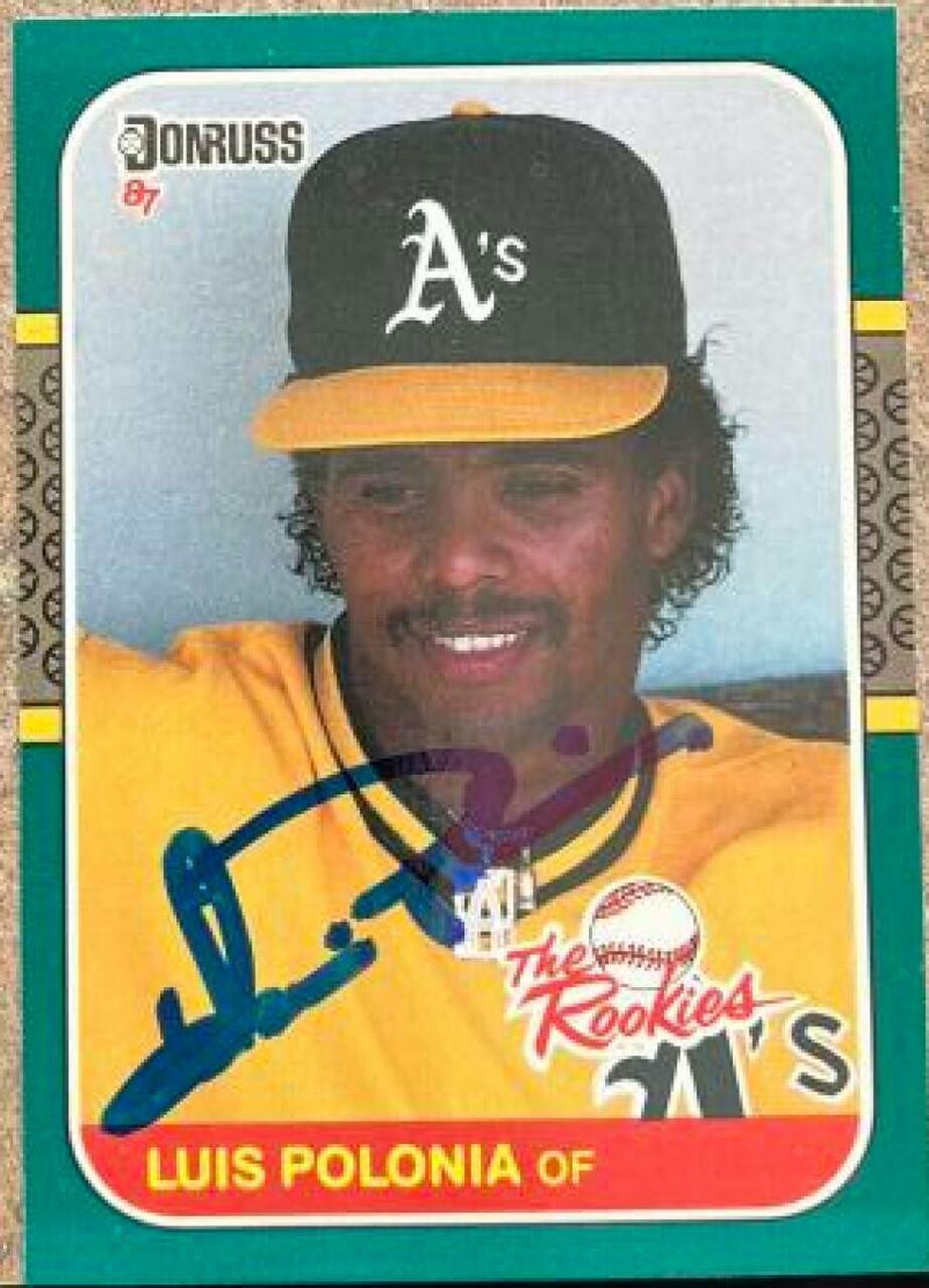 Luis Polonia Signed 1987 Donruss Rookies Baseball Card - Oakland A's - PastPros