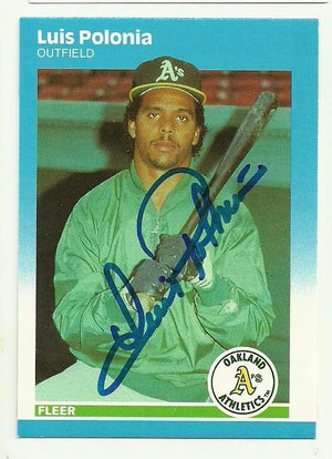 Luis Polonia Signed 1987 Fleer Baseball Card - Oakland A's - PastPros