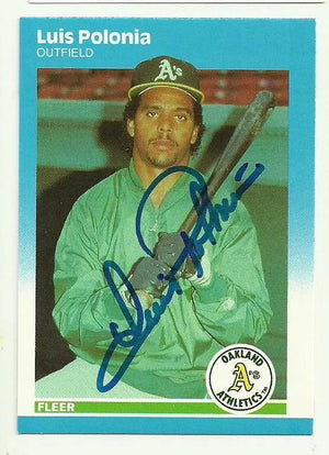 Luis Polonia Signed 1987 Fleer Baseball Card - Oakland A's