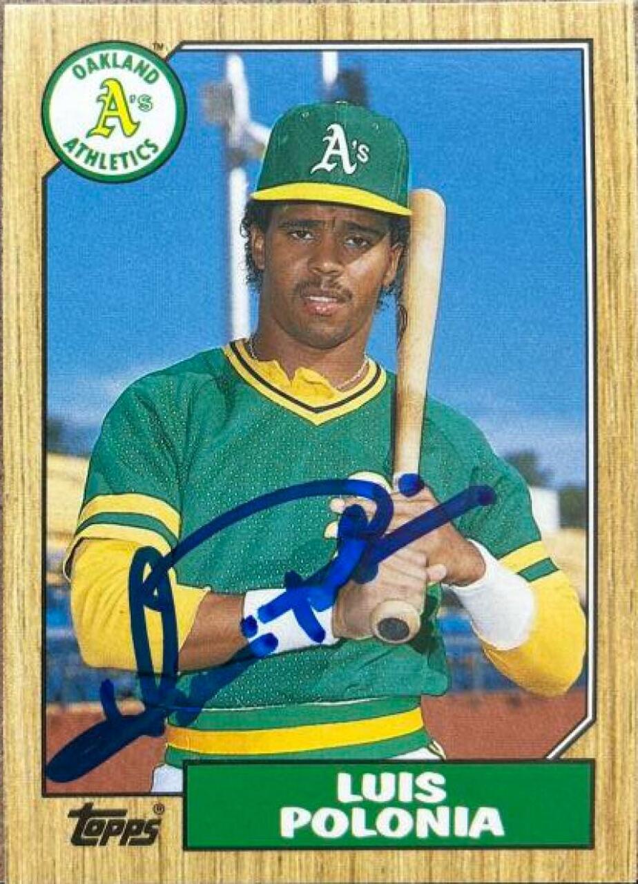 Luis Polonia Signed 1987 Topps Baseball Card - Oakland A's - PastPros