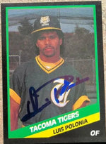 Luis Polonia Signed 1988 CMC Baseball Card - Tacoma Tigers