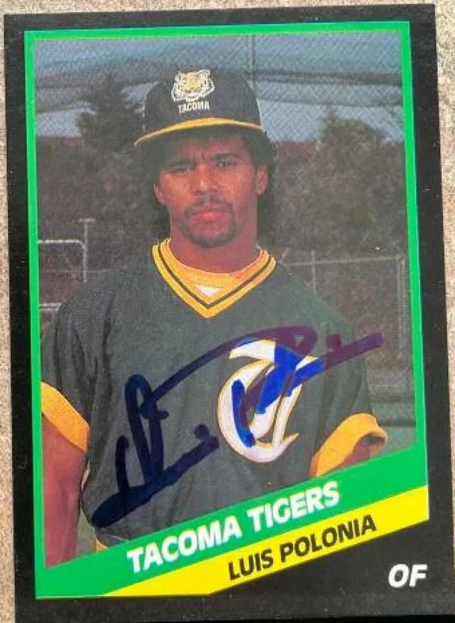 Luis Polonia Signed 1988 CMC Baseball Card - Tacoma Tigers