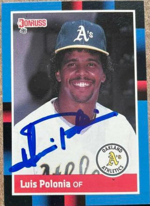 Luis Polonia Signed 1988 Donruss Baseball Card - Oakland A's