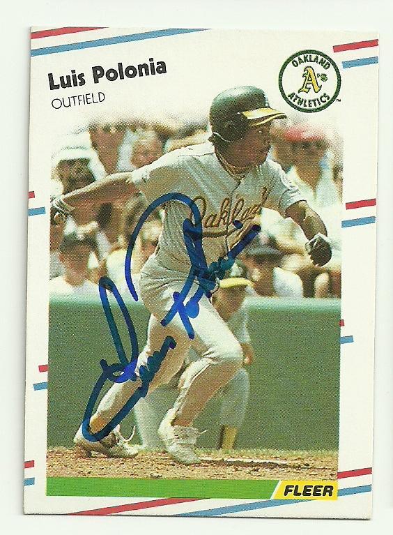 Luis Polonia Signed 1988 Fleer Baseball Card - Oakland A's - PastPros