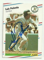 Luis Polonia Signed 1988 Fleer Baseball Card - Oakland A's