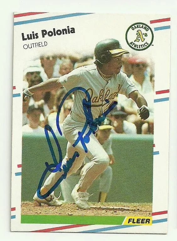 Luis Polonia Signed 1988 Fleer Baseball Card - Oakland A's