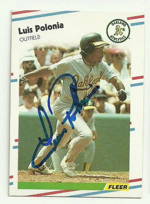 Luis Polonia Signed 1988 Fleer Baseball Card - Oakland A's