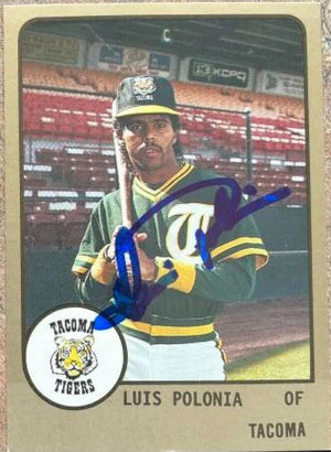 Luis Polonia Signed 1988 Pro Cards Baseball Card - Tacoma Tigers