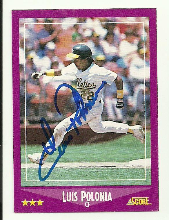 Luis Polonia Signed 1988 Score Baseball Card - Oakland A's - PastPros