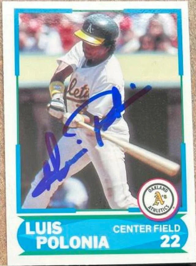 Luis Polonia Signed 1988 Score Young Superstars Baseball Card - Oakland A's