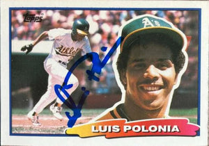 Luis Polonia Signed 1988 Topps Big Baseball Card - Oakland A's
