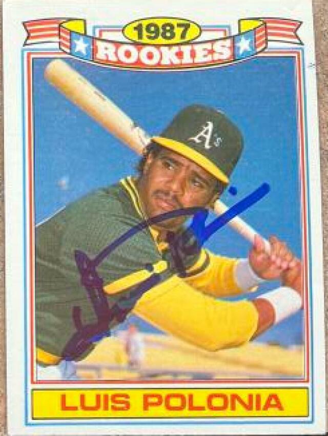 Luis Polonia Signed 1988 Topps Glossy Rookies Baseball Card - Oakland A's - PastPros