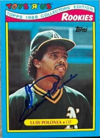 Luis Polonia Signed 1988 Topps Toys 'R Us Rookies Baseball Card - Oakland A's